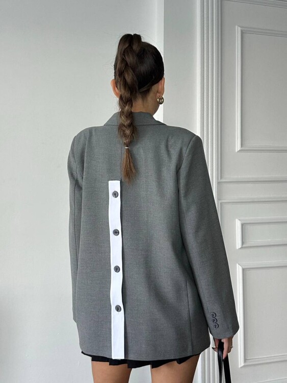 Adriana Pileli Ceket - Gri - 2