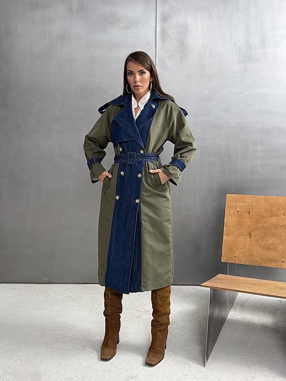 ALPINE Denim Garnili Trençkot 5456 - Haki - Sevenday