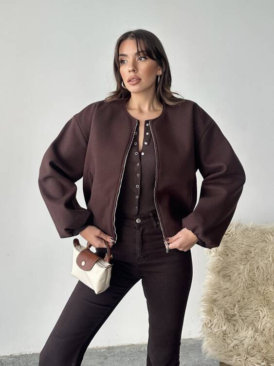Amarant Bomber Ceket - Acı Kahve - 1