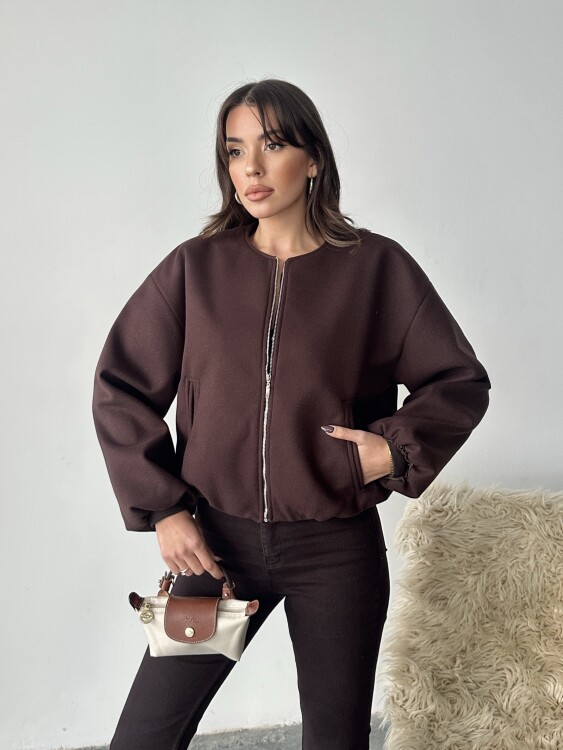 Amarant Bomber Ceket - Acı Kahve - 5