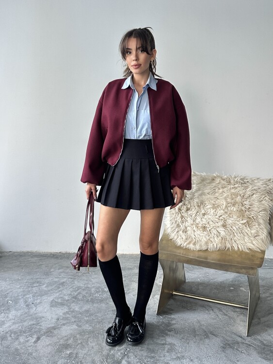 Amarant Bomber Ceket - Bordo - 3