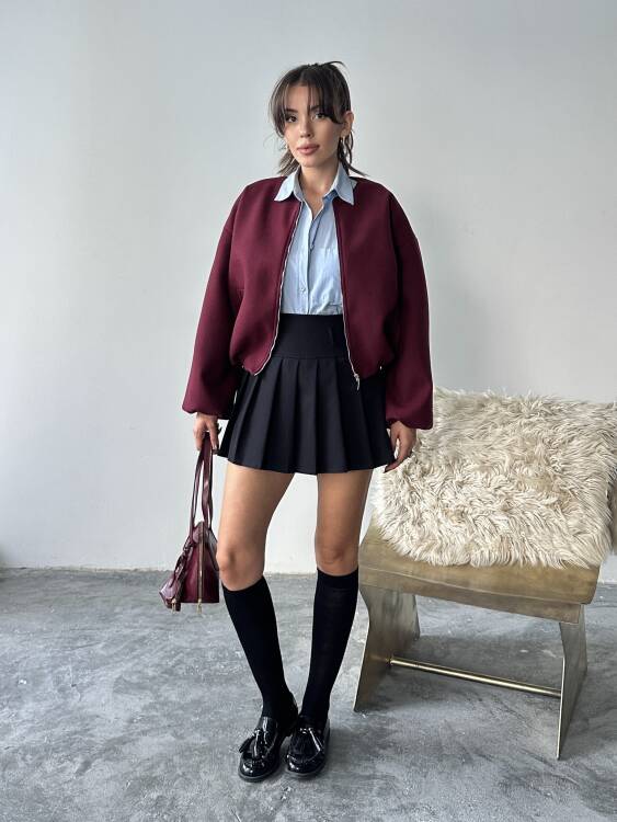 Amarant Bomber Ceket - Bordo - 3