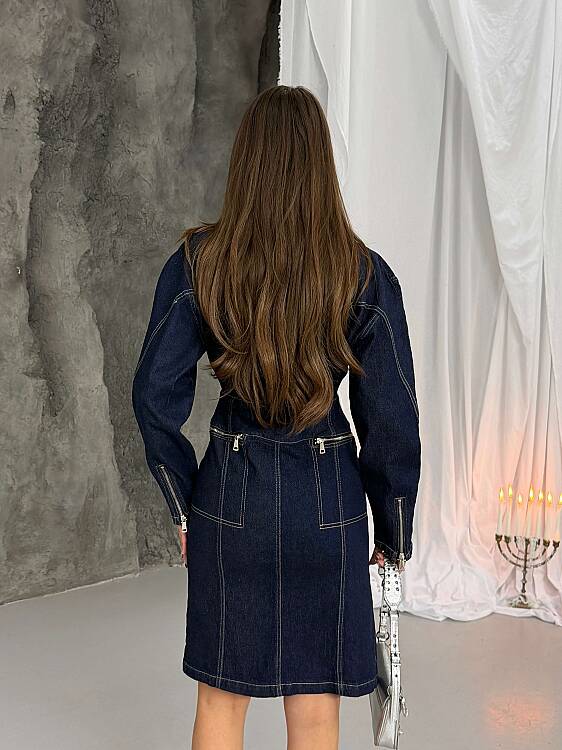 Angele Mini Elbise - Denim - 3