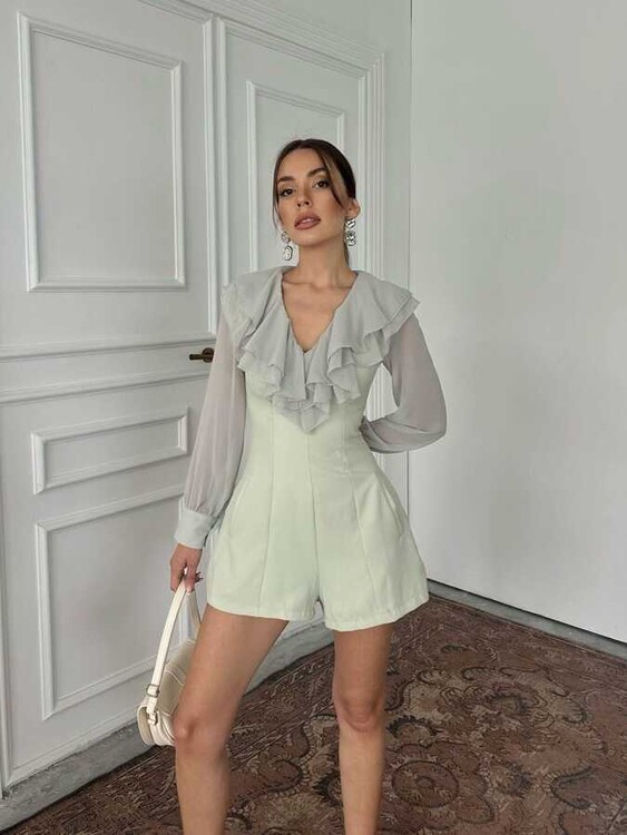 Anges Şort Tulum - Mint Yeşil - 1