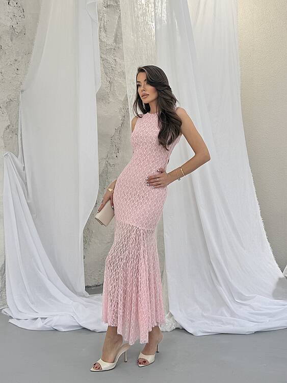 Annabel Brode Maxi Elbise - Pembe - 2