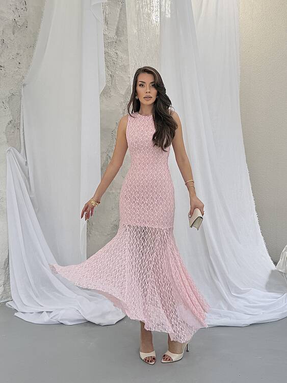 Annabel Brode Maxi Elbise - Pembe - 3