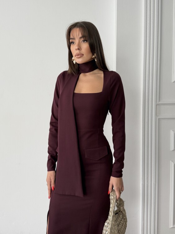 Aria Maxi Elbise - Bordo - 3