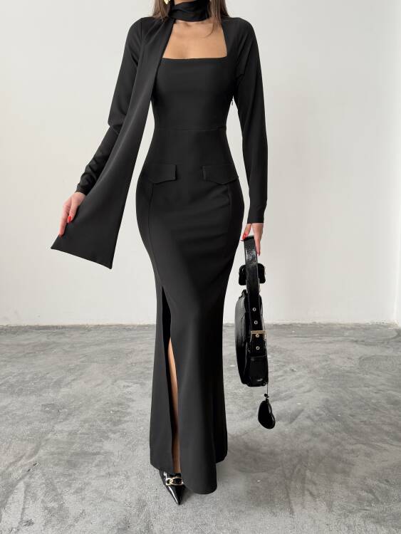 Aria Maxi Elbise - Siyah - 4