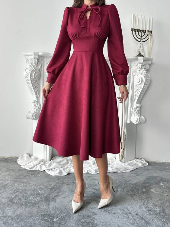Aster Elbise - Bordo - 6
