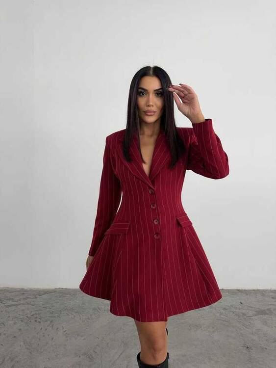Bercas Elbise- Bordo - 1
