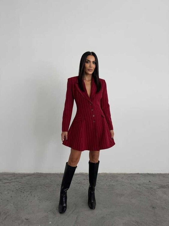 Bercas Elbise- Bordo - 3