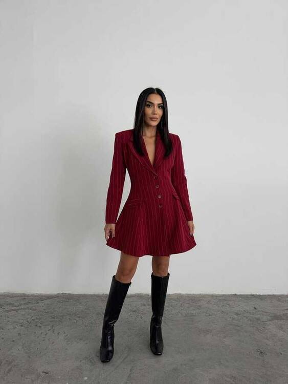 Bercas Elbise- Bordo - 3