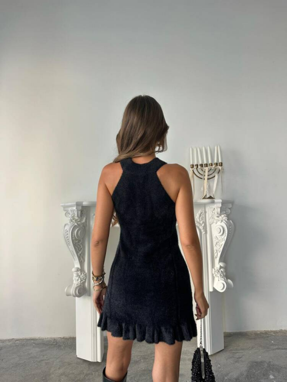 Betalis Taşlı Triko Elbise - Siyah - 2