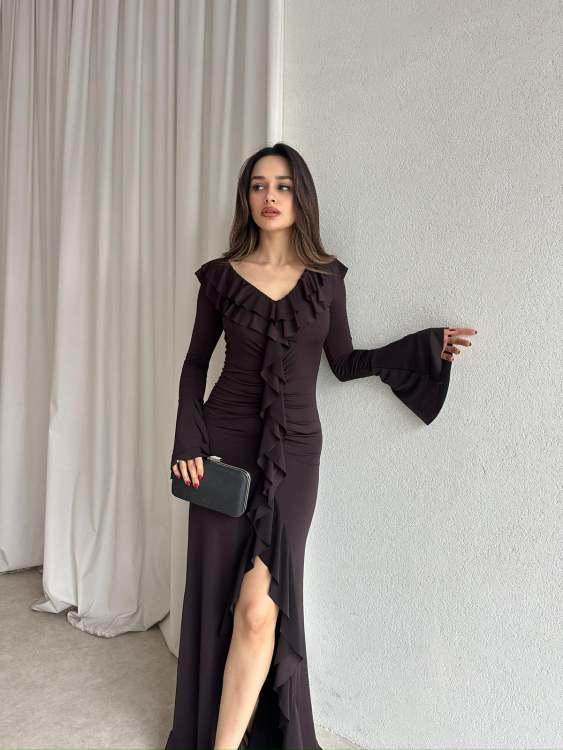 Bubi Maxi Elbise - Acı Kahve - 4