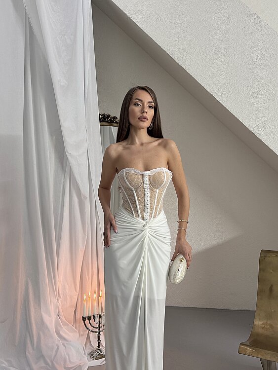 Charline Maxi Elbise - Beyaz - 3