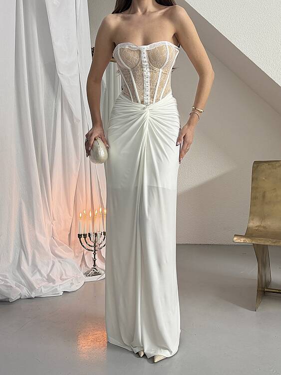 Charline Maxi Elbise - Beyaz - 4