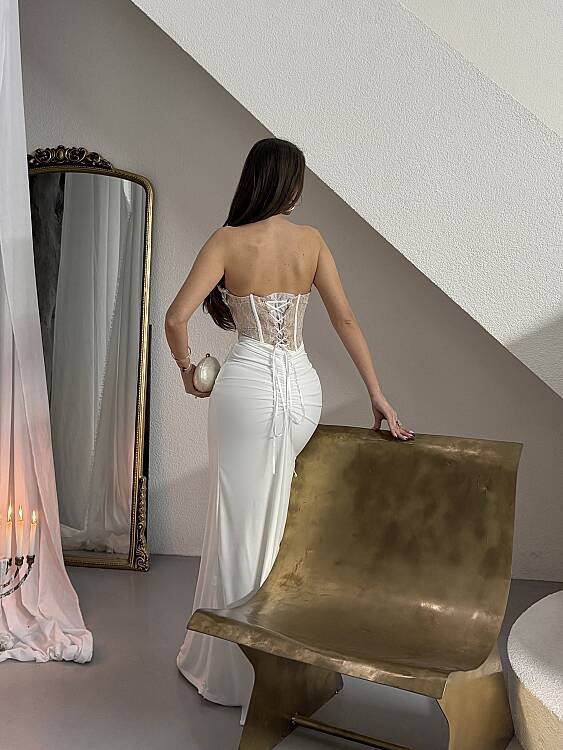 Charline Maxi Elbise - Beyaz - 6