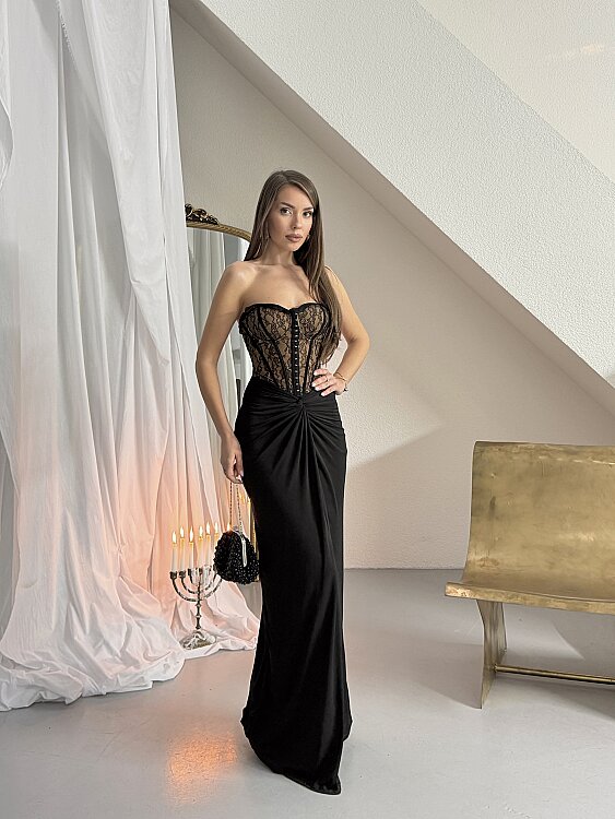 Charline Maxi Elbise - Siyah - 2
