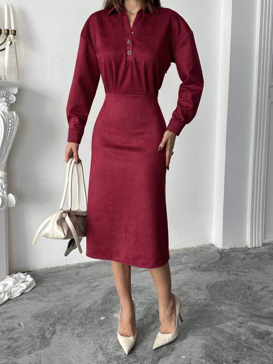 Cosmos Elbise - bordo - 5