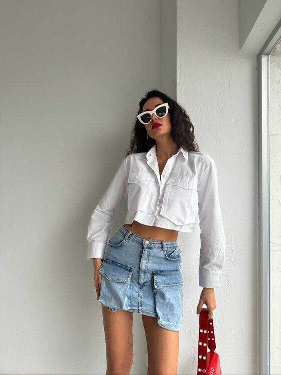 Deona Denim Etek- Mavi - Sevenday