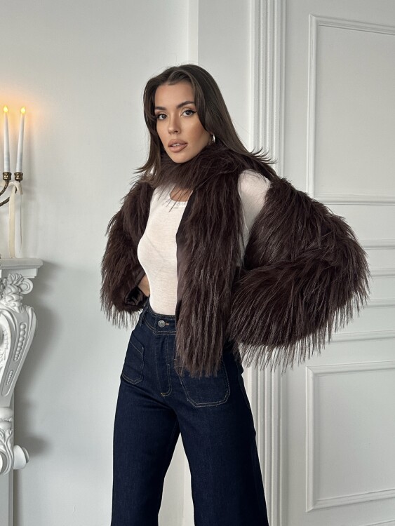 Eliana Atkılı Kürk Ceket - Acı Kahve - 2