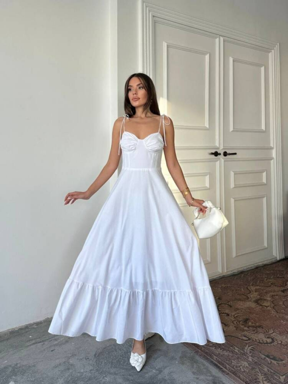 Ella Maxi Elbise - Beyaz - 3