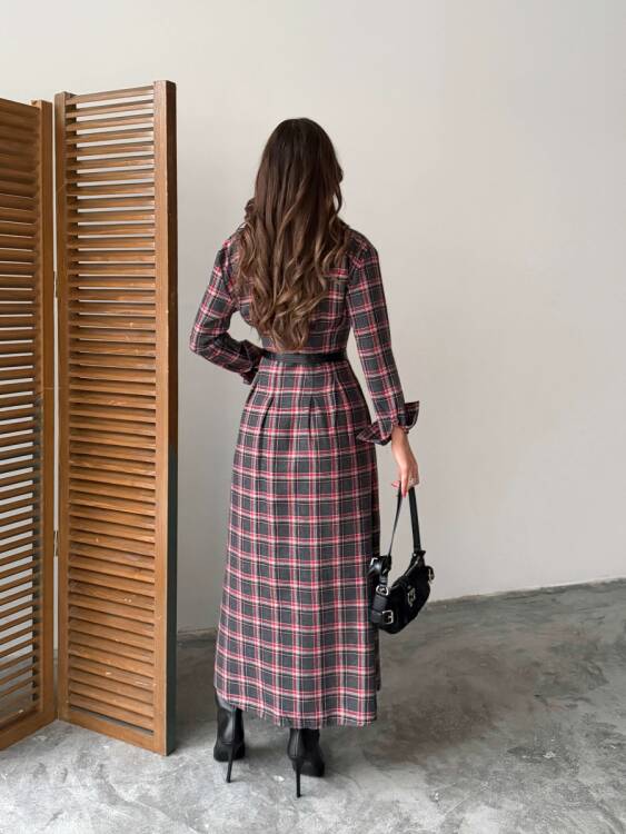 Emery Midi Elbise - Antrasit - 6