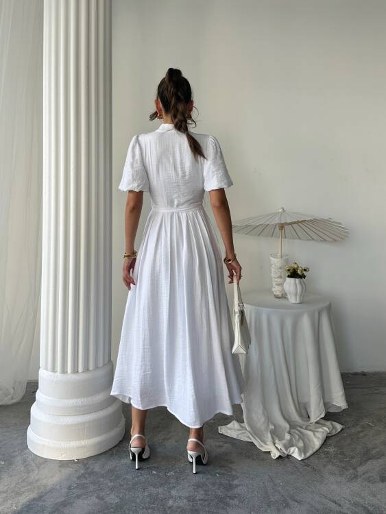 Emma Midi Elbise - Beyaz - 2