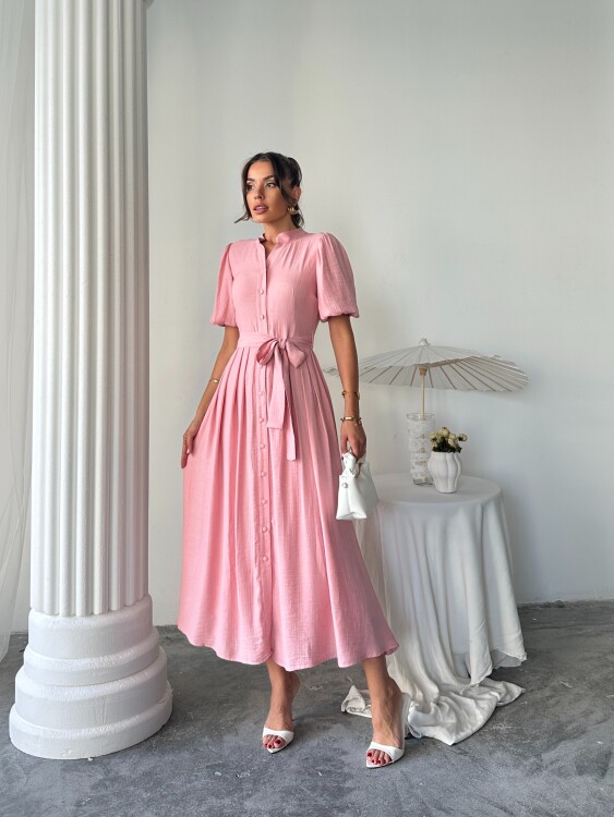 Emma Midi Elbise - Pudra - 1