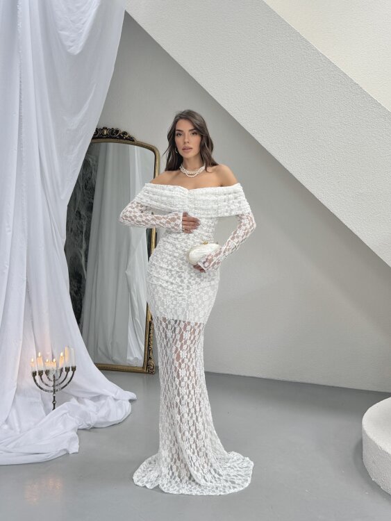 Felix Maxi Elbise - Beyaz - 3