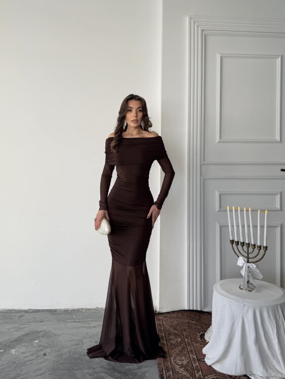 Freya Maxi Elbise - Acı Kahve - 1