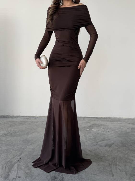 Freya Maxi Elbise - Acı Kahve - 5
