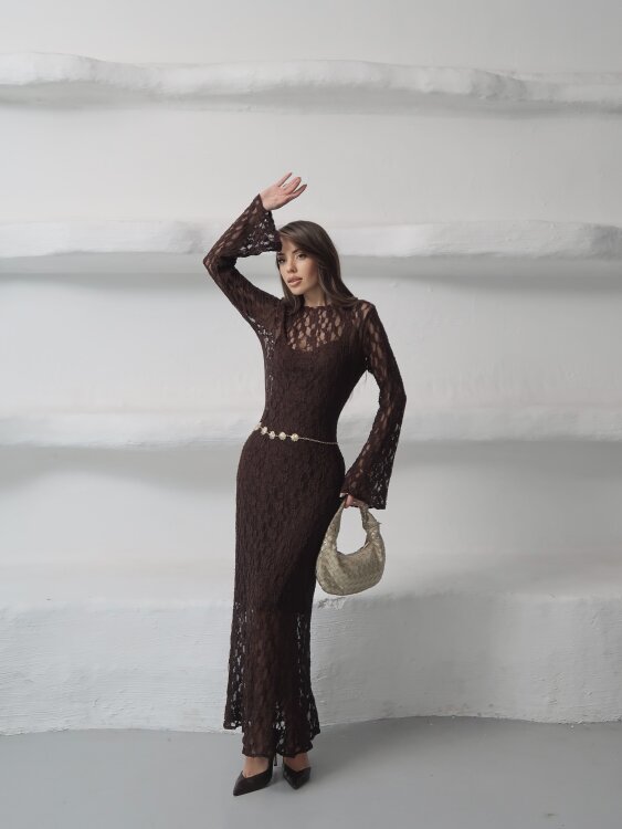 Galvin Maxi Elbise - Acı Kahve - 4