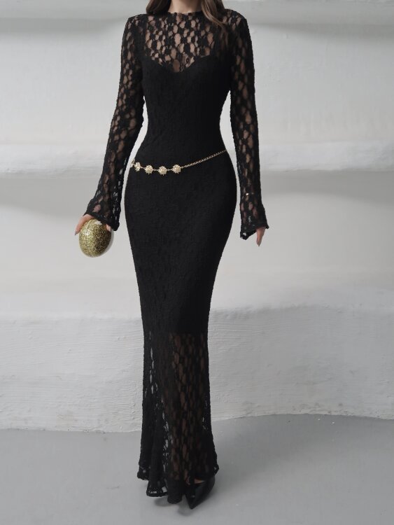 Galvin Maxi Elbise - Siyah - 5