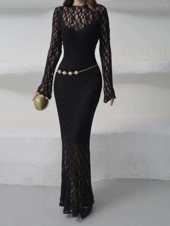Galvin Maxi Elbise - Siyah - 5