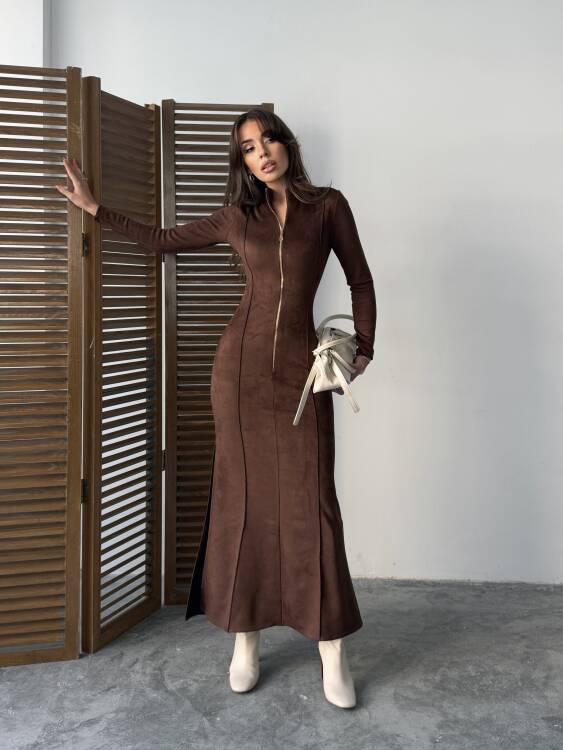 Hannah Maxi Elbise - Acı Kahve - 3