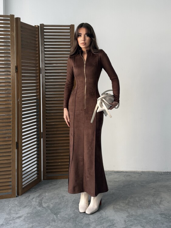 Hannah Maxi Elbise - Acı Kahve - 1