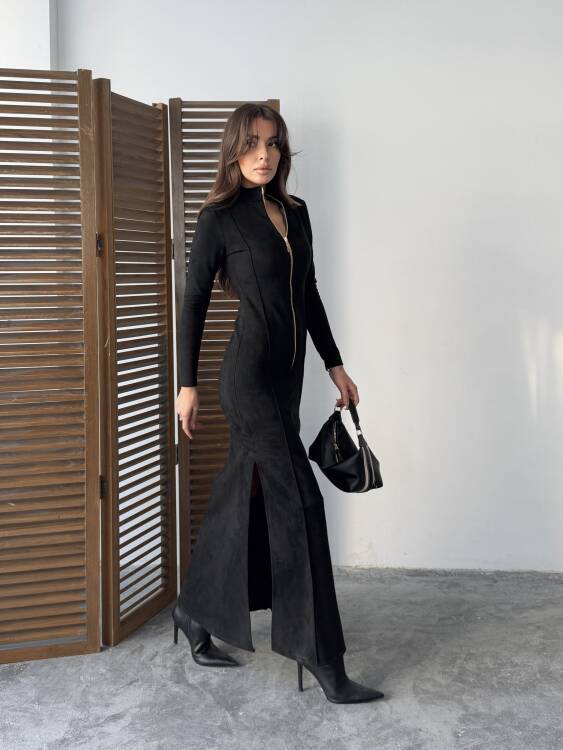 Hannah Maxi Elbise - Siyah - 4