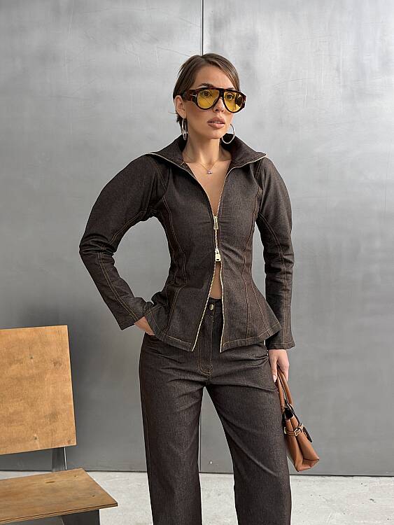 INNA Denim Takım 3198 - Acı Kahve - 4