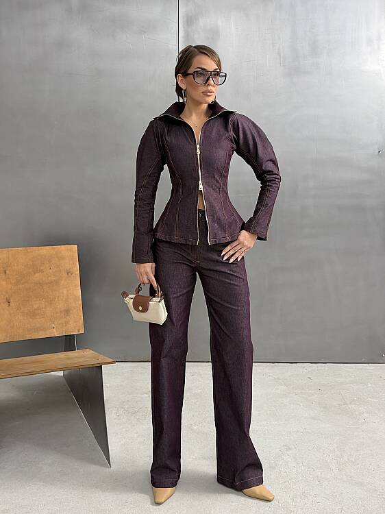 INNA Denim Takım 3198 - Mürdüm - 1