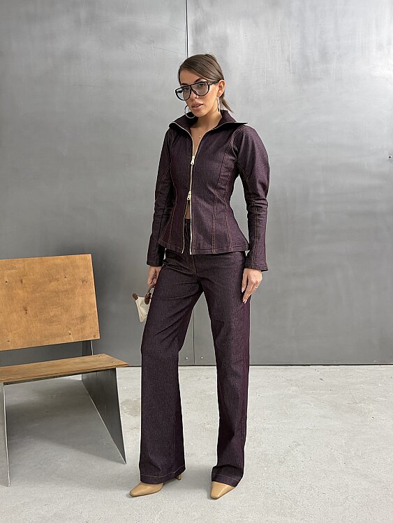 INNA Denim Takım 3198 - Mürdüm - 2
