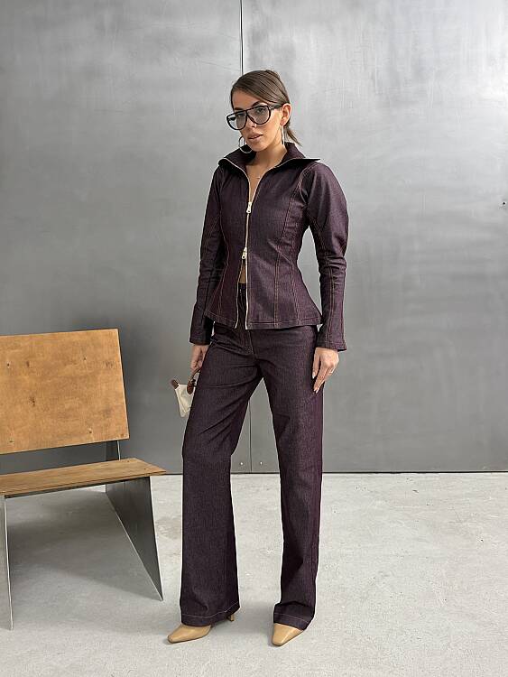 INNA Denim Takım 3198 - Mürdüm - 2