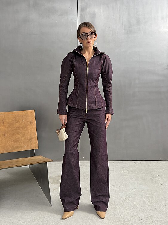 INNA Denim Takım 3198 - Mürdüm - 3