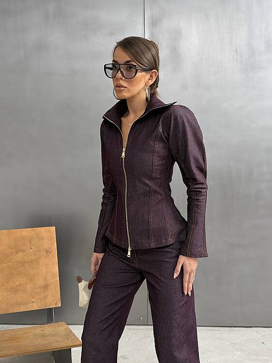 INNA Denim Takım 3198 - Mürdüm - 4