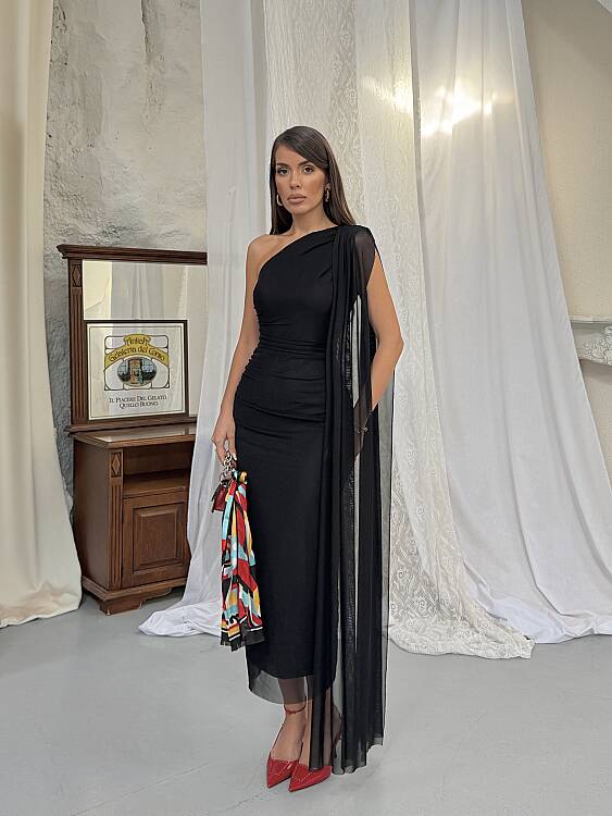 JASMINE Midi Elbise - Siyah - 1