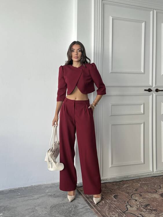 Juniper Ceket Pantolon Takım - Bordo - 1