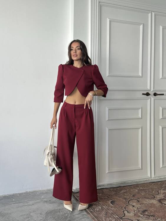 Juniper Ceket Pantolon Takım - Bordo - 2