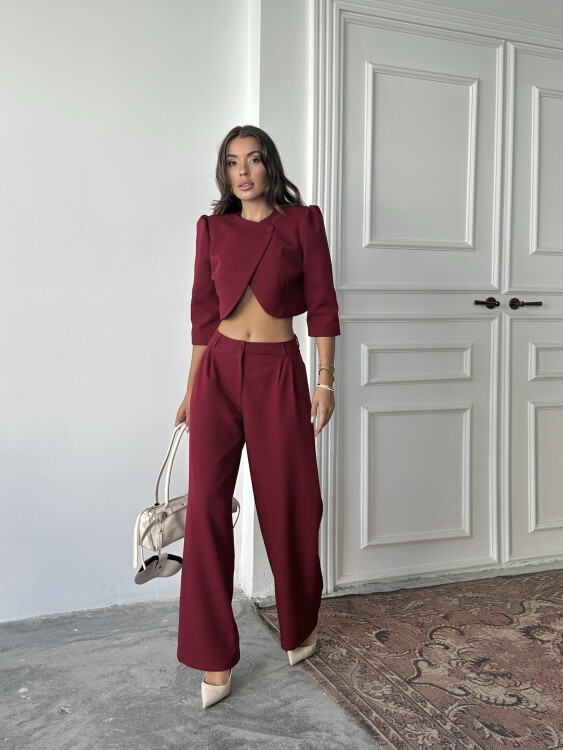 Juniper Ceket Pantolon Takım - Bordo - 3