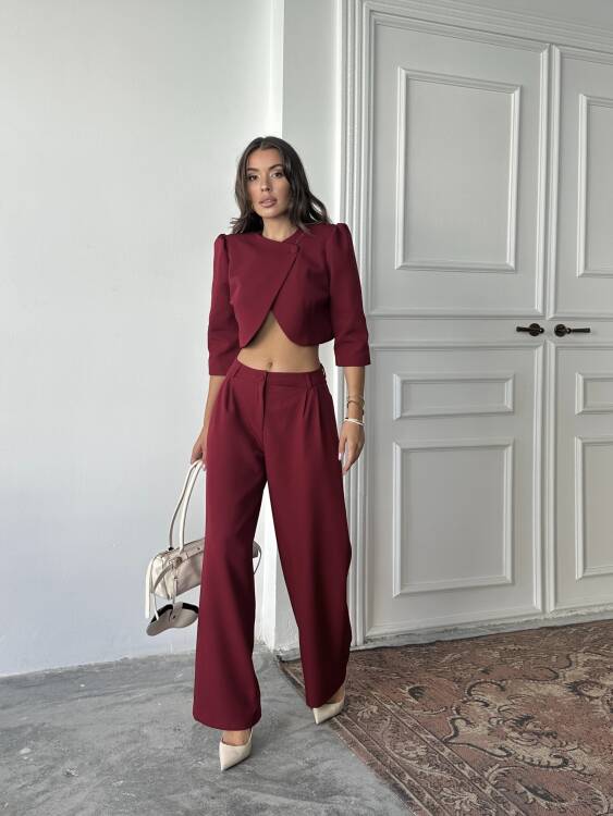 Juniper Ceket Pantolon Takım - Bordo - 3