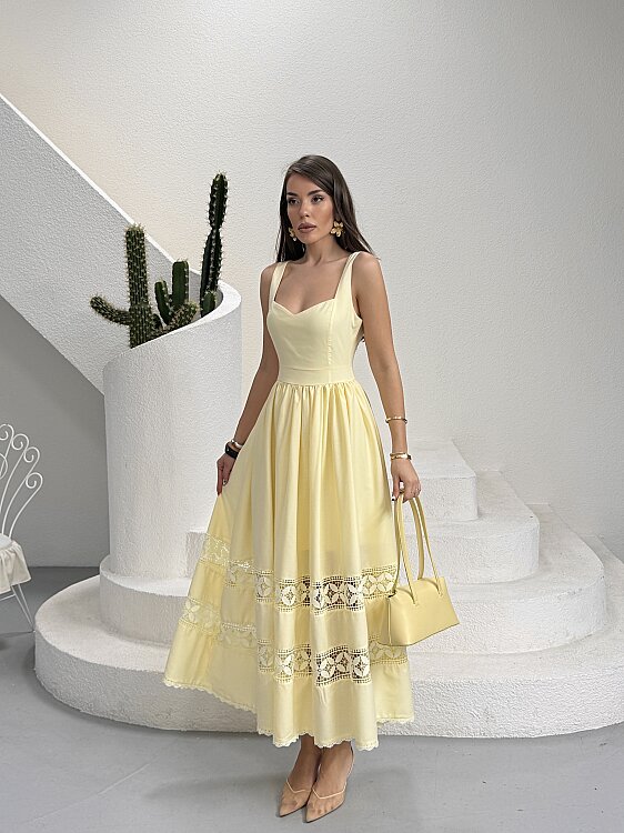 Leontine Midi Elbise - Sarı - 1
